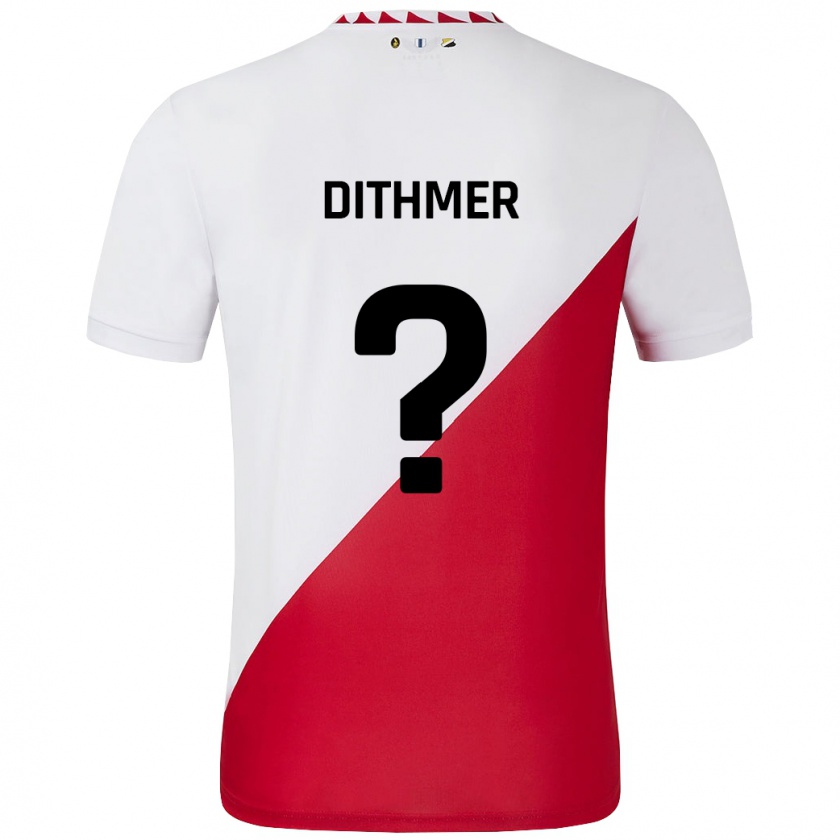 Kandiny Niño Camiseta Andreas Dithmer #0 Blanco Rojo 1ª Equipación 2024/25 La Camisa Chile