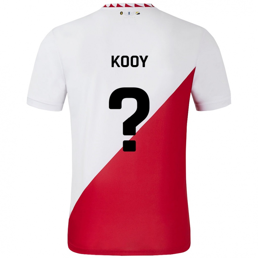 Kandiny Niño Camiseta Wessel Kooy #0 Blanco Rojo 1ª Equipación 2024/25 La Camisa Chile