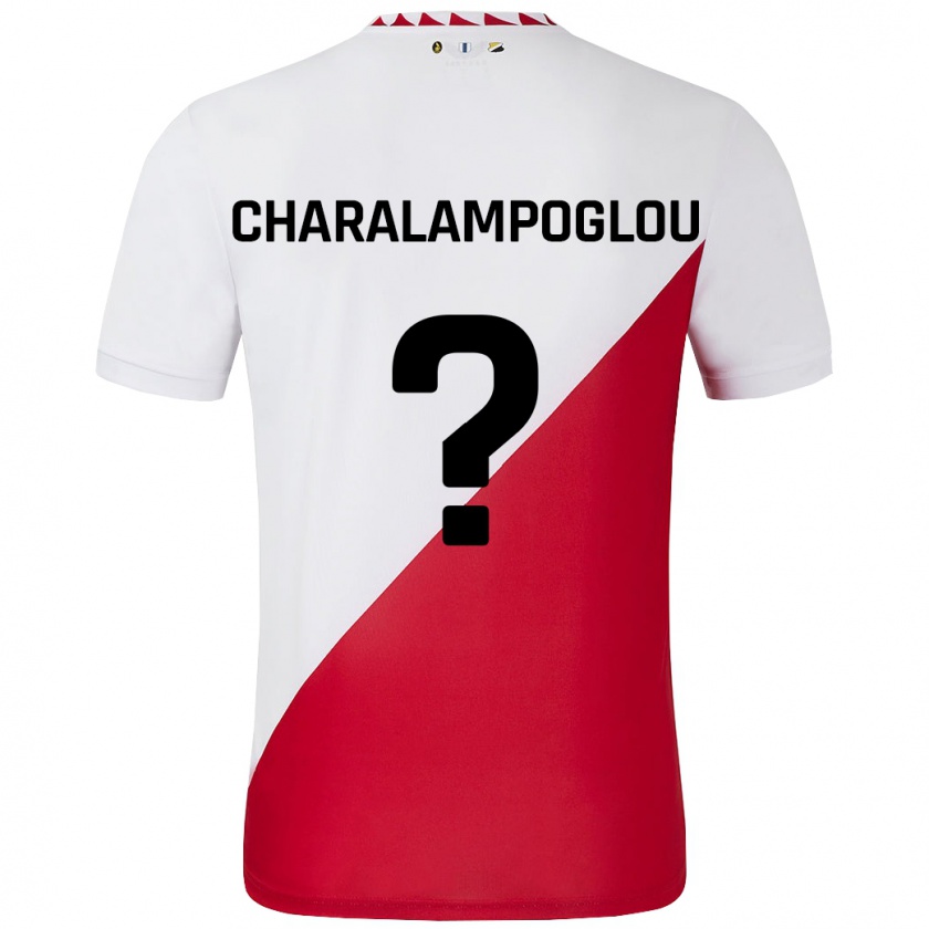 Kandiny Niño Camiseta Georgios Charalampoglou #0 Blanco Rojo 1ª Equipación 2024/25 La Camisa Chile