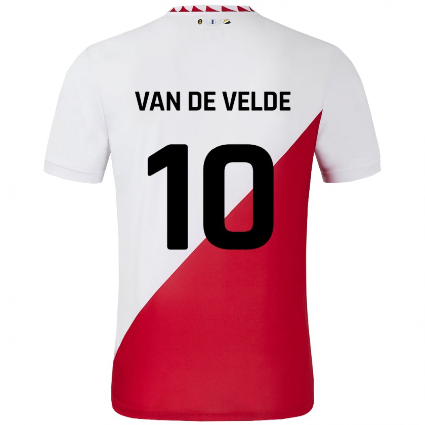 Kandiny Niño Camiseta Senne Van De Velde #10 Blanco Rojo 1ª Equipación 2024/25 La Camisa Chile