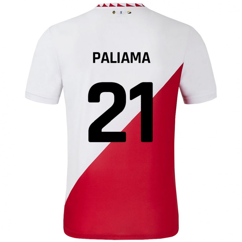 Kandiny Niño Camiseta Joni Paliama #21 Blanco Rojo 1ª Equipación 2024/25 La Camisa Chile