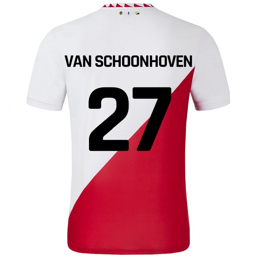 Kandiny Niño Camiseta Nurija Van Schoonhoven #27 Blanco Rojo 1ª Equipación 2024/25 La Camisa Chile