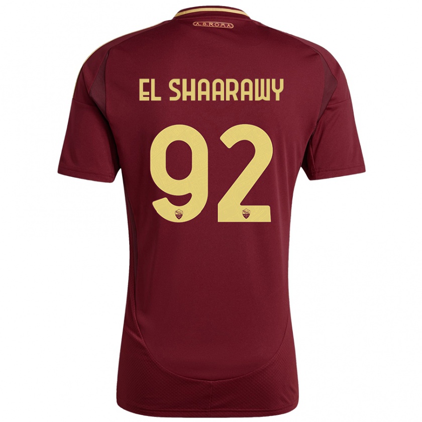 Kandiny Niño Camiseta Stephan El Shaarawy #92 Rojo Marrón Dorado 1ª Equipación 2024/25 La Camisa Chile