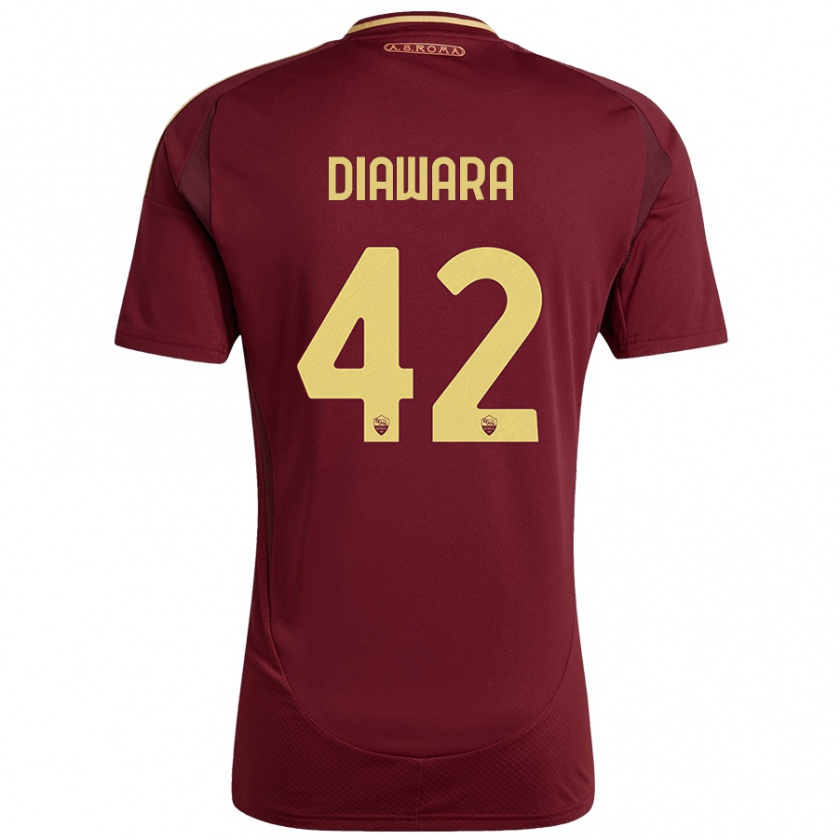 Kandiny Niño Camiseta Amadou Diawara #42 Rojo Marrón Dorado 1ª Equipación 2024/25 La Camisa Chile