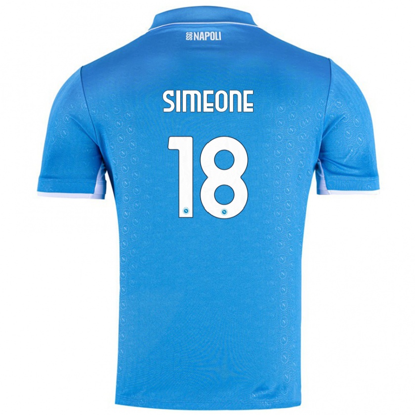 Kandiny Niño Camiseta Giovanni Simeone #18 Azul Cielo 1ª Equipación 2024/25 La Camisa Chile