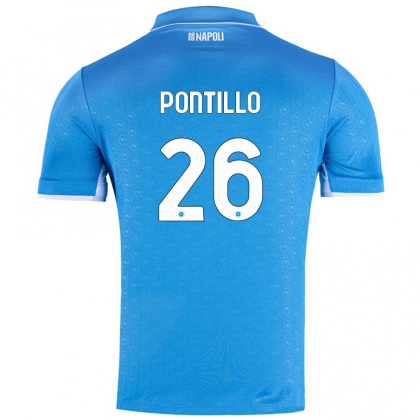 Kandiny Niño Camiseta Pasquale Pontillo #26 Azul Cielo 1ª Equipación 2024/25 La Camisa Chile