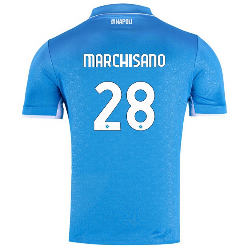 Kandiny Niño Camiseta Matteo Marchisano #28 Azul Cielo 1ª Equipación 2024/25 La Camisa Chile