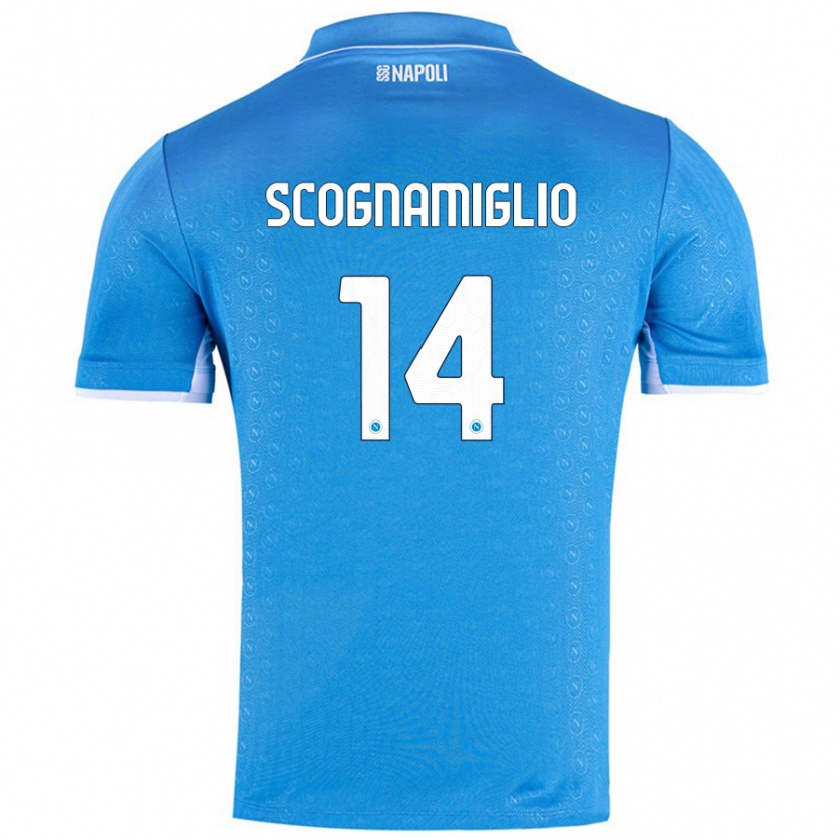 Kandiny Niño Camiseta Fabio Scognamiglio #14 Azul Cielo 1ª Equipación 2024/25 La Camisa Chile