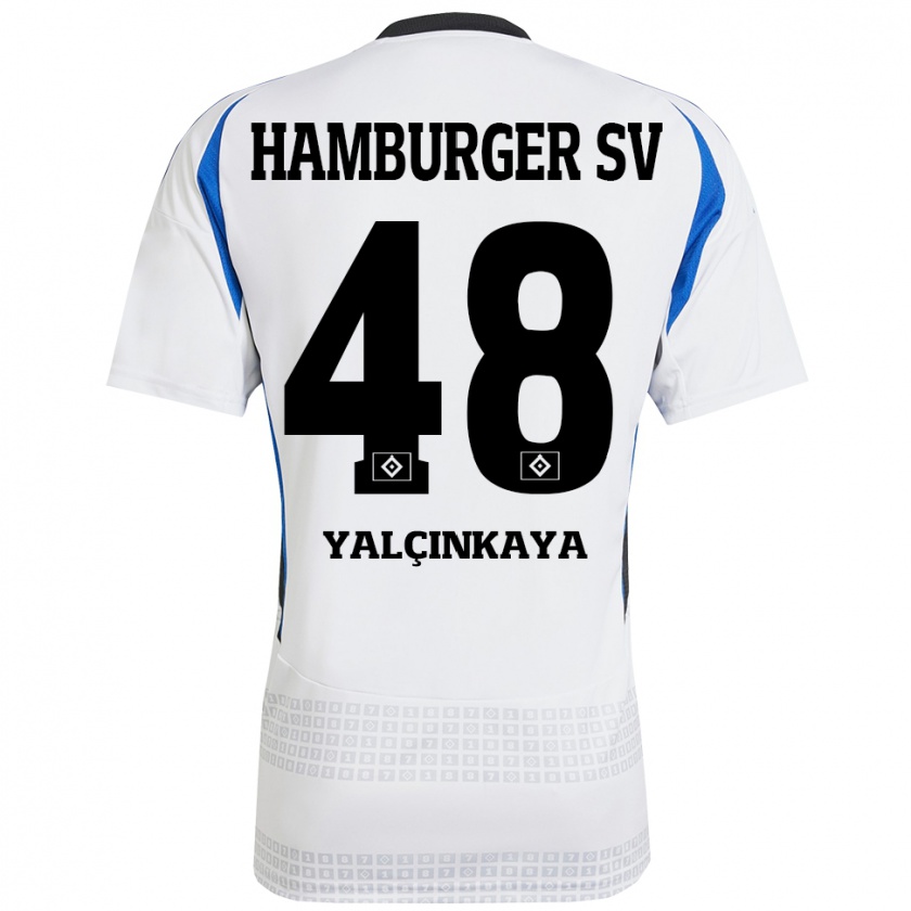 Kandiny Niño Camiseta Bilal Yalcinkaya #48 Blanco Azul 1ª Equipación 2024/25 La Camisa Chile