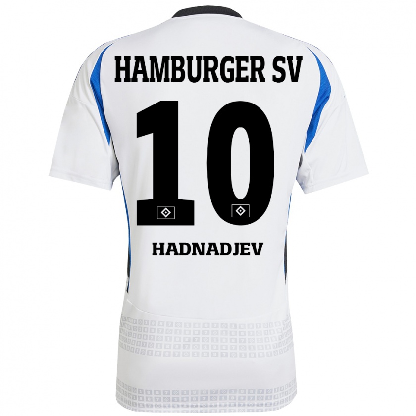 Kandiny Niño Camiseta Marko Hadnadjev #10 Blanco Azul 1ª Equipación 2024/25 La Camisa Chile