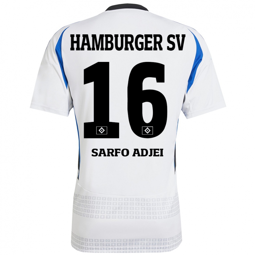 Kandiny Niño Camiseta Maximilian Sarfo-Adjei #16 Blanco Azul 1ª Equipación 2024/25 La Camisa Chile