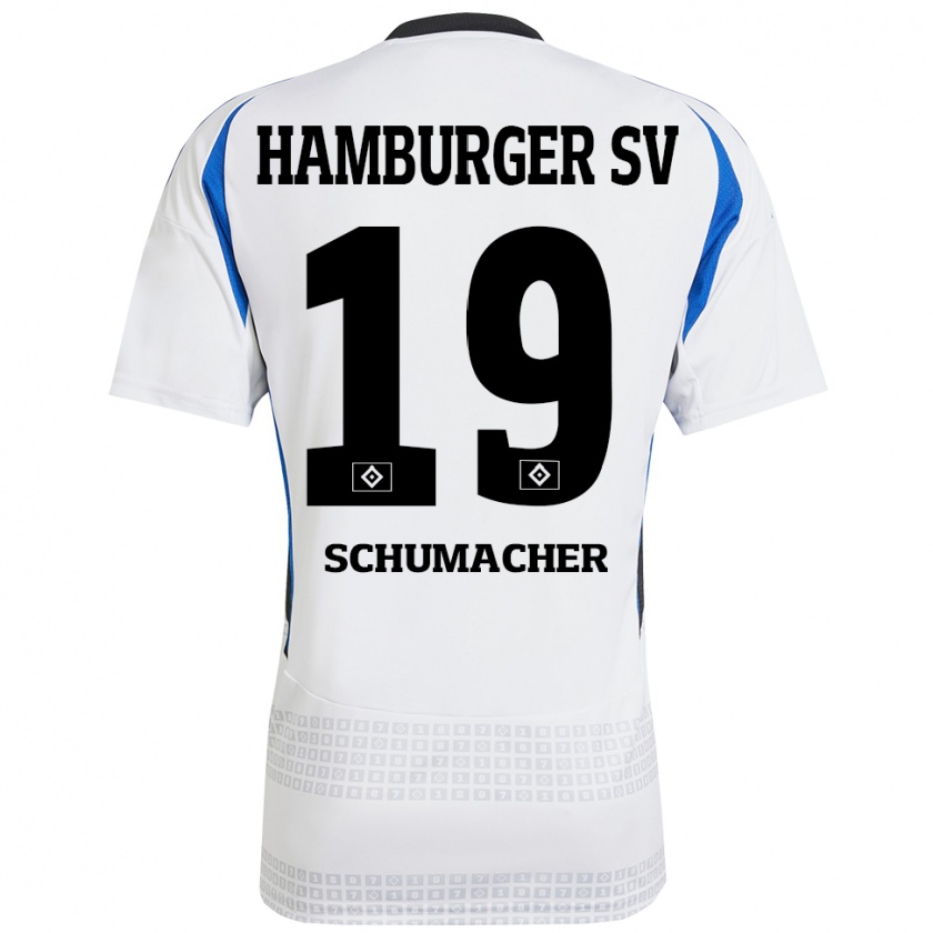 Kandiny Niño Camiseta Lukas Schumacher #19 Blanco Azul 1ª Equipación 2024/25 La Camisa Chile