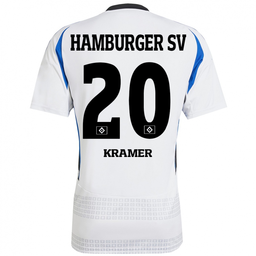 Kandiny Niño Camiseta Timon Kramer #20 Blanco Azul 1ª Equipación 2024/25 La Camisa Chile