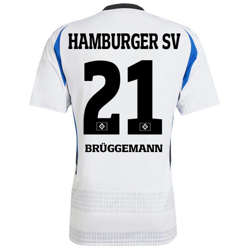 Kandiny Niño Camiseta William Brüggemann #21 Blanco Azul 1ª Equipación 2024/25 La Camisa Chile