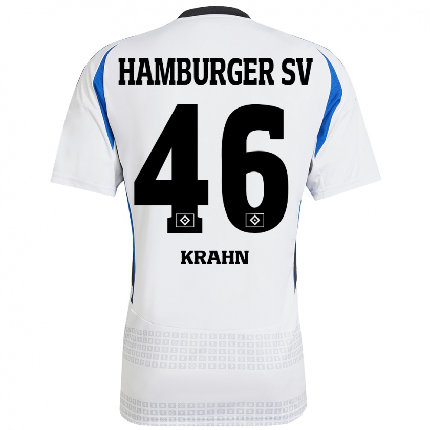 Kandiny Niño Camiseta Elijah Krahn #46 Blanco Azul 1ª Equipación 2024/25 La Camisa Chile