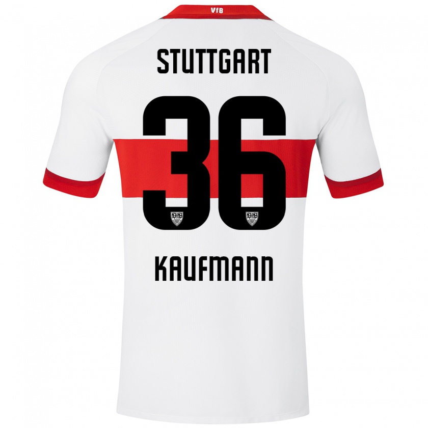 Kandiny Niño Camiseta Tino Kaufmann #36 Blanco Rojo 1ª Equipación 2024/25 La Camisa Chile