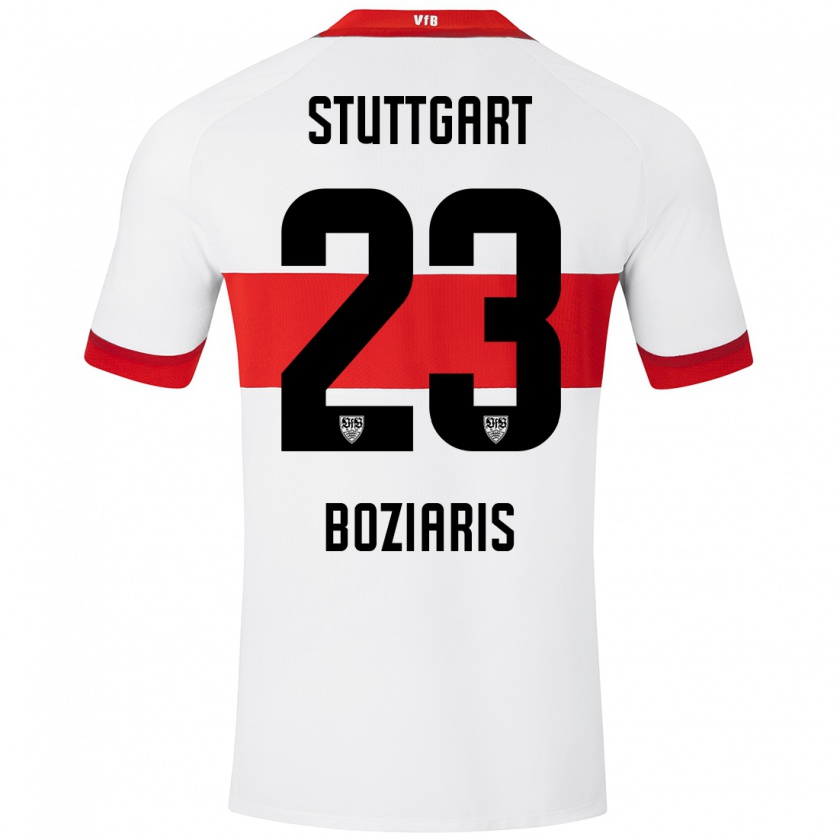 Kandiny Niño Camiseta Giannis Boziaris #23 Blanco Rojo 1ª Equipación 2024/25 La Camisa Chile