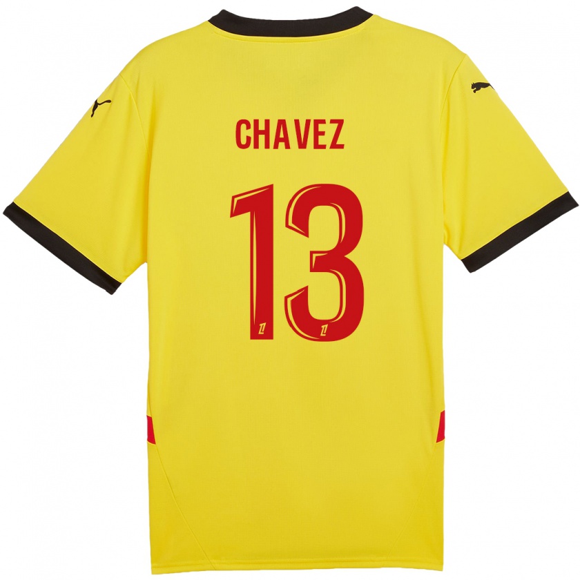 Kandiny Niño Camiseta Jhoanner Chávez #13 Amarillo Rojo 1ª Equipación 2024/25 La Camisa Chile