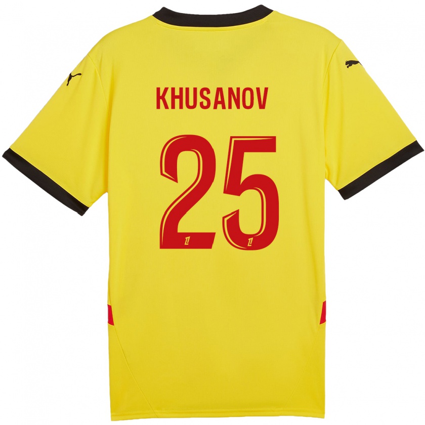 Kandiny Niño Camiseta Abdukodir Khusanov #25 Amarillo Rojo 1ª Equipación 2024/25 La Camisa Chile