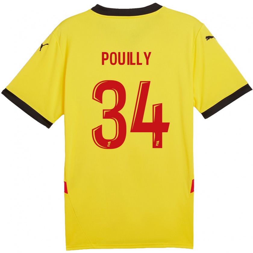 Kandiny Niño Camiseta Tom Pouilly #34 Amarillo Rojo 1ª Equipación 2024/25 La Camisa Chile