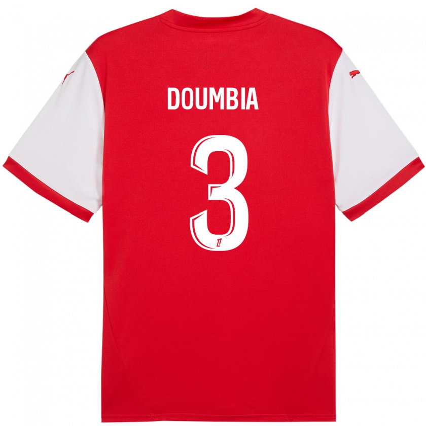 Kandiny Niño Camiseta Kamory Doumbia #3 Rojo Blanco 1ª Equipación 2024/25 La Camisa Chile