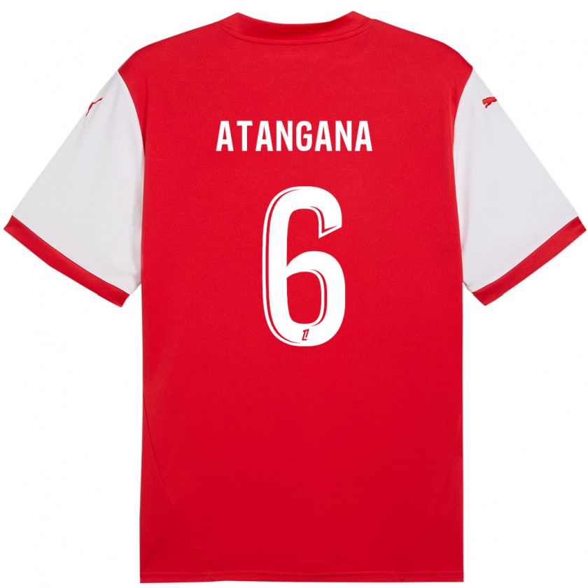 Kandiny Niño Camiseta Valentin Atangana #6 Rojo Blanco 1ª Equipación 2024/25 La Camisa Chile