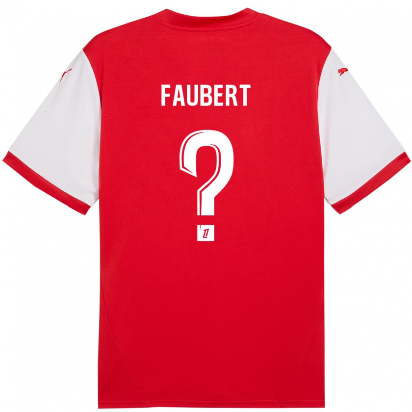 Kandiny Niño Camiseta Noam Faubert #0 Rojo Blanco 1ª Equipación 2024/25 La Camisa Chile