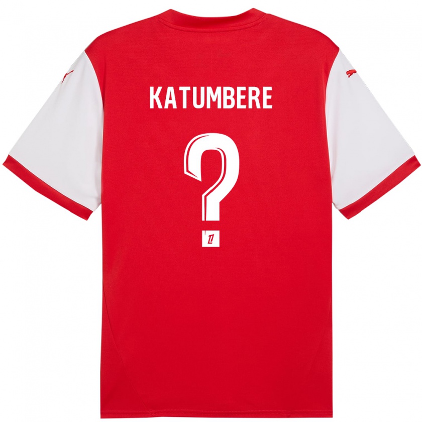 Kandiny Niño Camiseta Noah Katumbere #0 Rojo Blanco 1ª Equipación 2024/25 La Camisa Chile