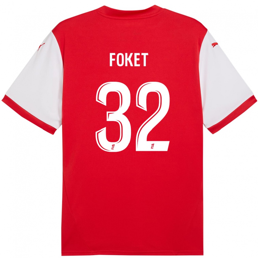 Kandiny Niño Camiseta Thomas Foket #32 Rojo Blanco 1ª Equipación 2024/25 La Camisa Chile