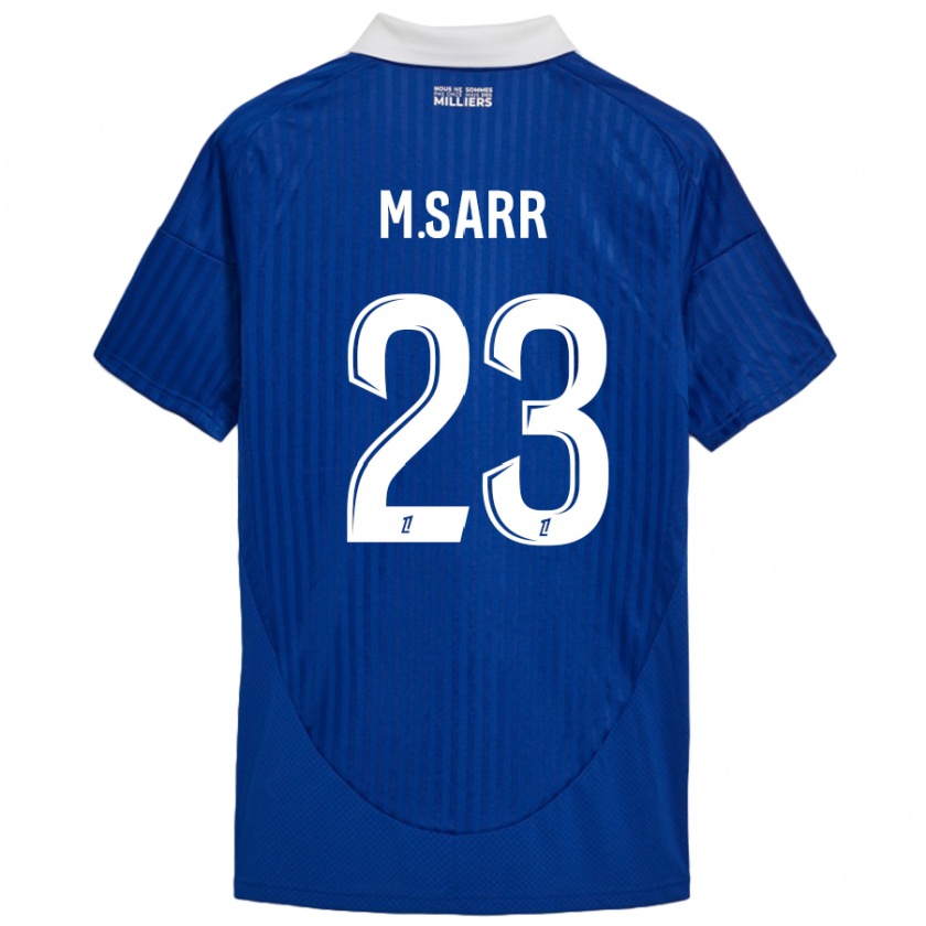 Kandiny Niño Camiseta Mamadou Sarr #23 Azul Blanco 1ª Equipación 2024/25 La Camisa Chile