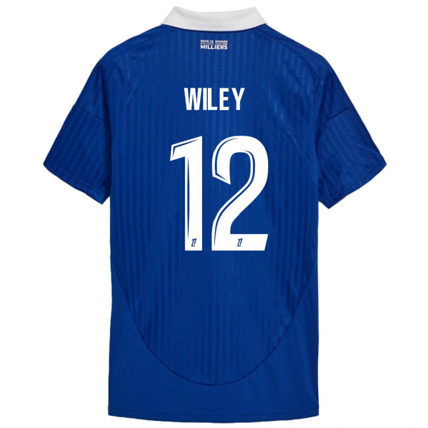 Kandiny Niño Camiseta Caleb Wiley #12 Azul Blanco 1ª Equipación 2024/25 La Camisa Chile