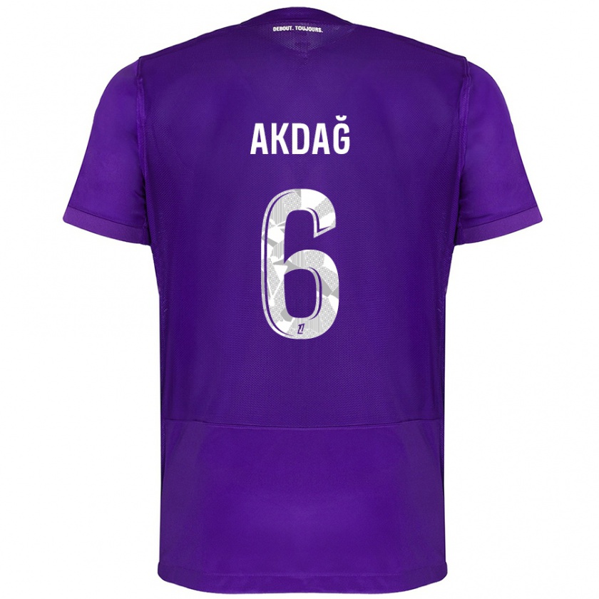 Kandiny Niño Camiseta Ümit Akdağ #6 Morado Blanco 1ª Equipación 2024/25 La Camisa Chile