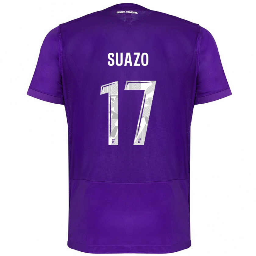 Kandiny Niño Camiseta Gabriel Suazo #17 Morado Blanco 1ª Equipación 2024/25 La Camisa Chile