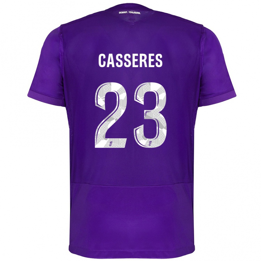 Kandiny Niño Camiseta Cristian Cásseres Jr. #23 Morado Blanco 1ª Equipación 2024/25 La Camisa Chile