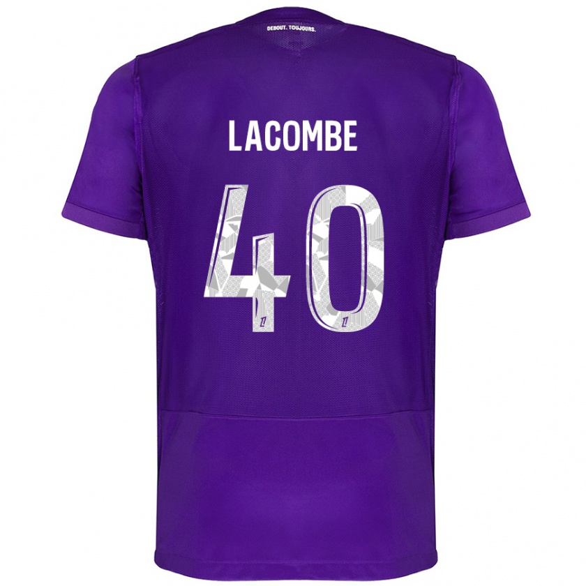 Kandiny Niño Camiseta Justin Lacombe #40 Morado Blanco 1ª Equipación 2024/25 La Camisa Chile