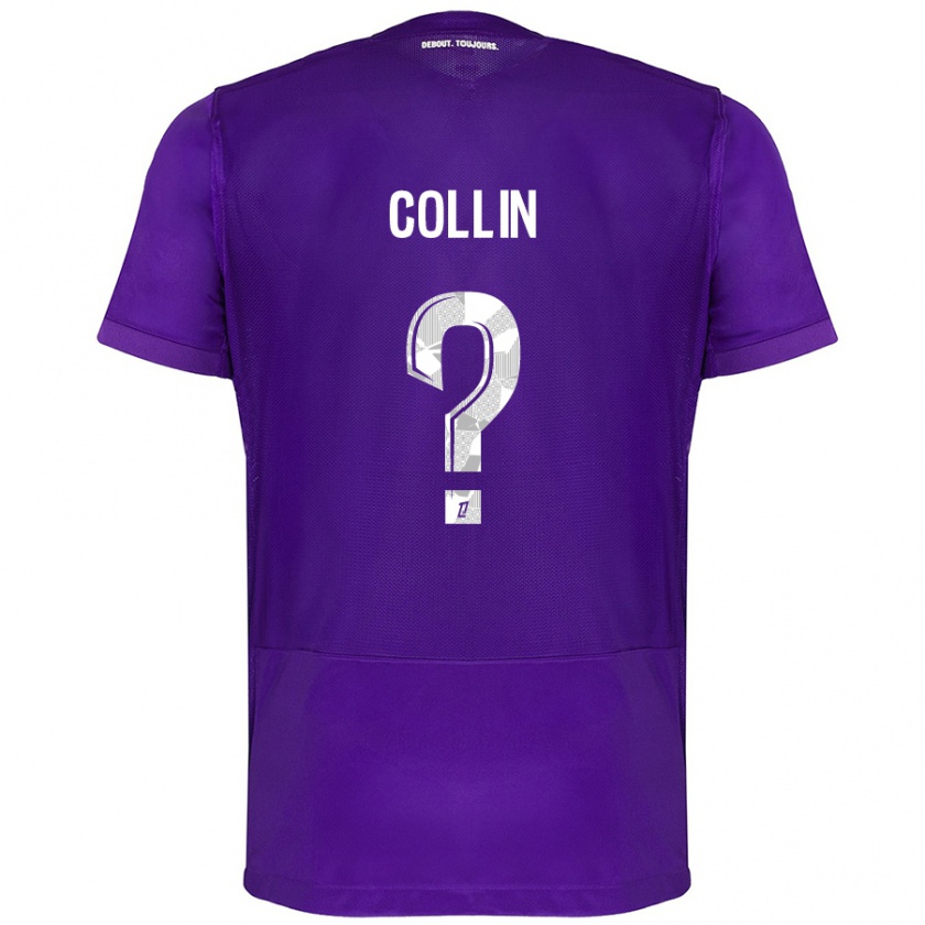 Kandiny Niño Camiseta Théo Collin #0 Morado Blanco 1ª Equipación 2024/25 La Camisa Chile