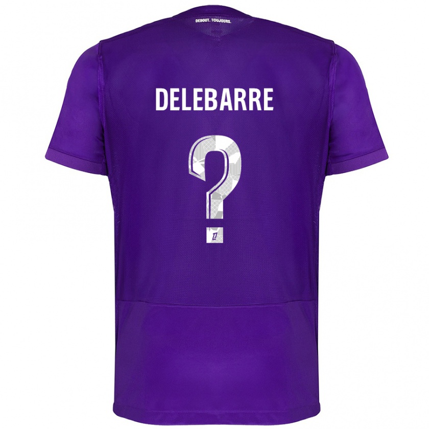 Kandiny Niño Camiseta Mathis Delebarre #0 Morado Blanco 1ª Equipación 2024/25 La Camisa Chile