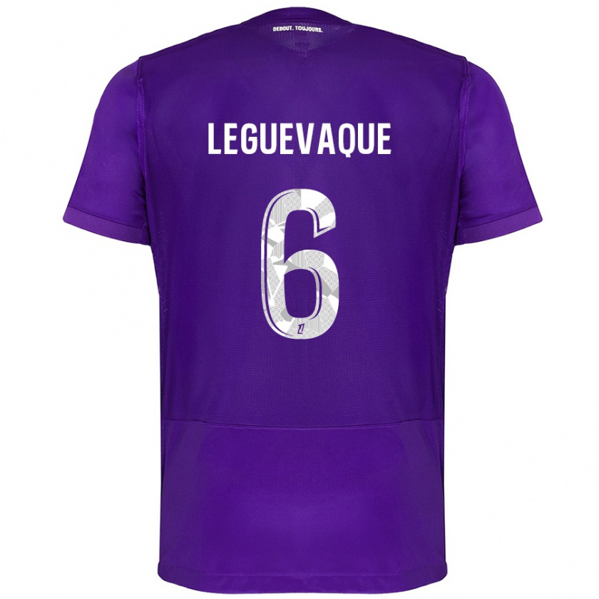 Kandiny Niño Camiseta Laurie Leguevaque #6 Morado Blanco 1ª Equipación 2024/25 La Camisa Chile