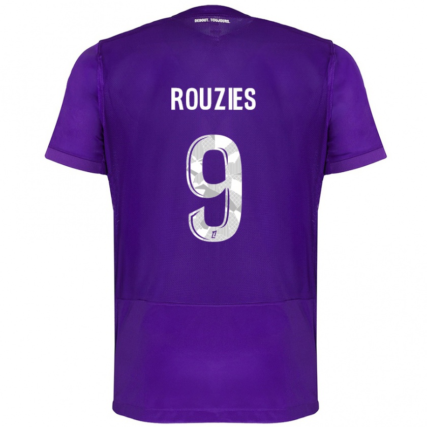 Kandiny Niño Camiseta Manon Rouzies #9 Morado Blanco 1ª Equipación 2024/25 La Camisa Chile