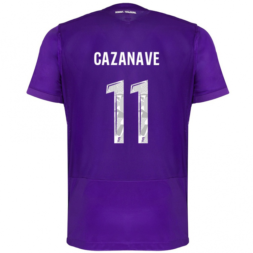 Kandiny Niño Camiseta Julie Cazanave #11 Morado Blanco 1ª Equipación 2024/25 La Camisa Chile