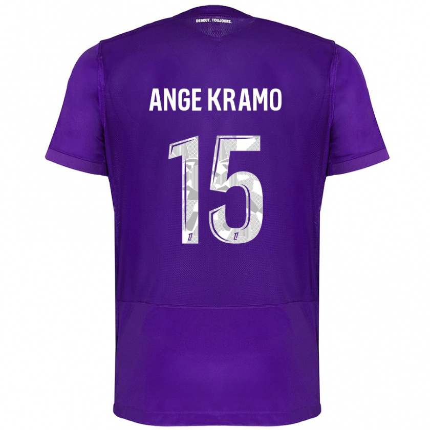 Kandiny Niño Camiseta Marie Ange Kramo #15 Morado Blanco 1ª Equipación 2024/25 La Camisa Chile