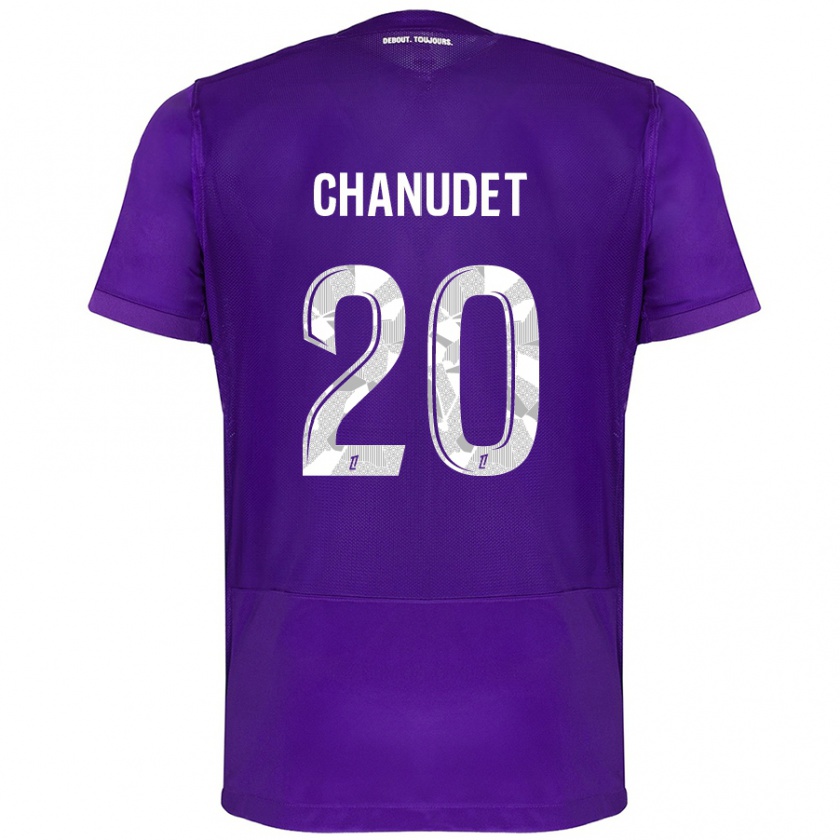 Kandiny Niño Camiseta Coralie Chanudet #20 Morado Blanco 1ª Equipación 2024/25 La Camisa Chile