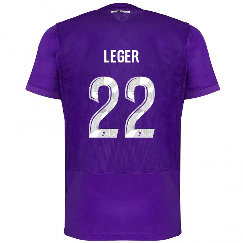 Kandiny Niño Camiseta Christelle Léger #22 Morado Blanco 1ª Equipación 2024/25 La Camisa Chile