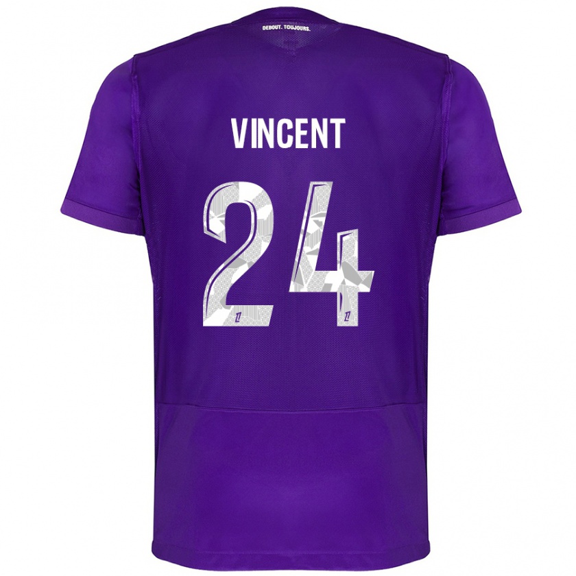 Kandiny Niño Camiseta Magalie Vincent #24 Morado Blanco 1ª Equipación 2024/25 La Camisa Chile