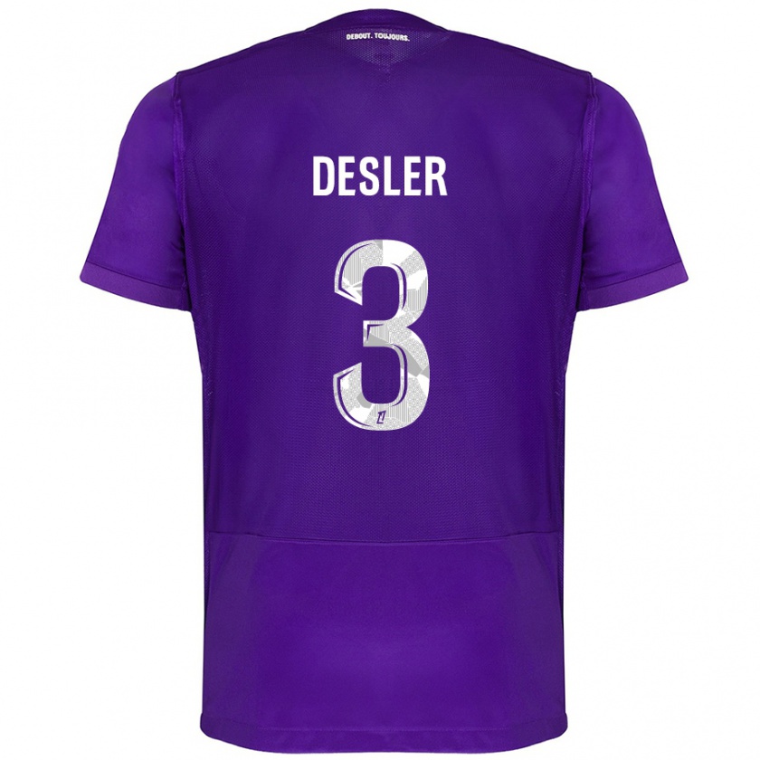 Kandiny Niño Camiseta Mikkel Desler #3 Morado Blanco 1ª Equipación 2024/25 La Camisa Chile