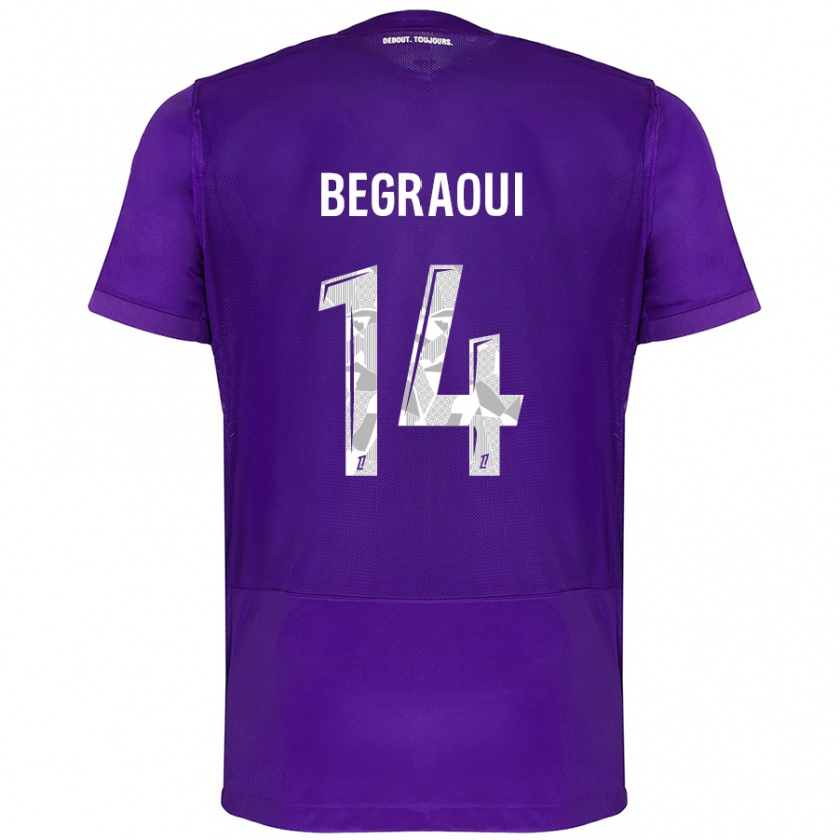 Kandiny Niño Camiseta Yanis Begraoui #14 Morado Blanco 1ª Equipación 2024/25 La Camisa Chile