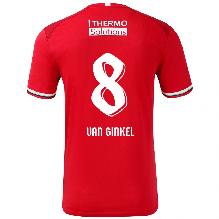 Kandiny Niño Camiseta Danique Van Ginkel #8 Rojo Blanco 1ª Equipación 2024/25 La Camisa Chile