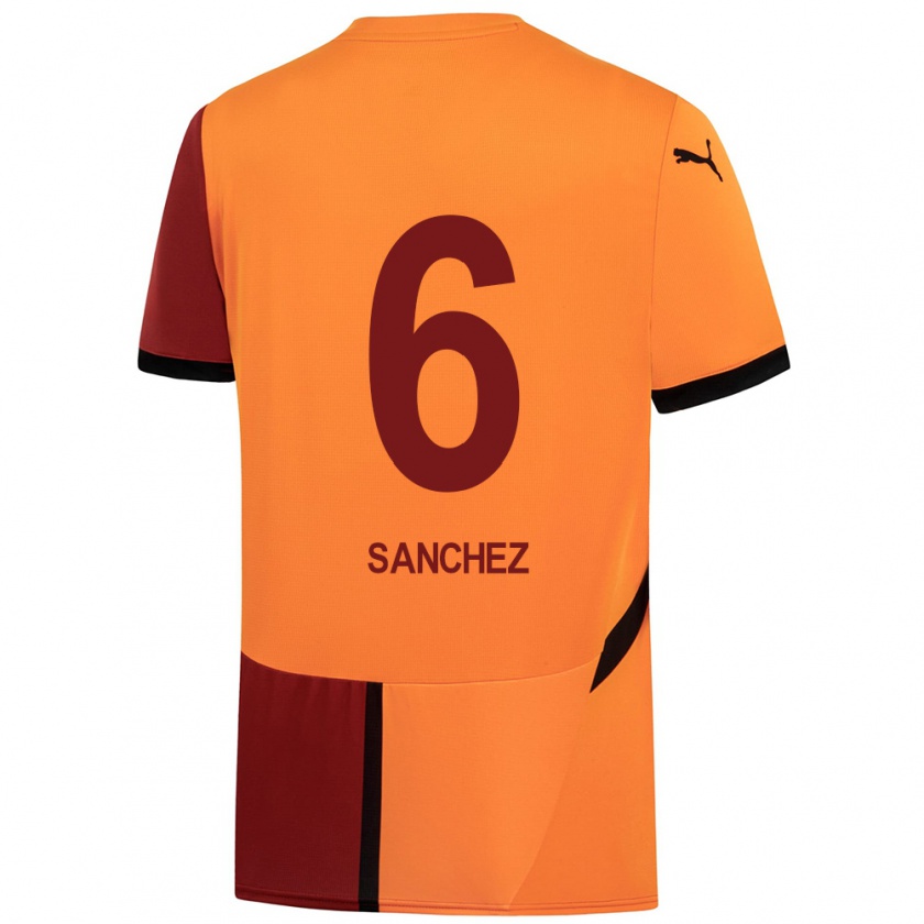 Kandiny Niño Camiseta Davinson Sánchez #6 Amarillo Rojo 1ª Equipación 2024/25 La Camisa Chile