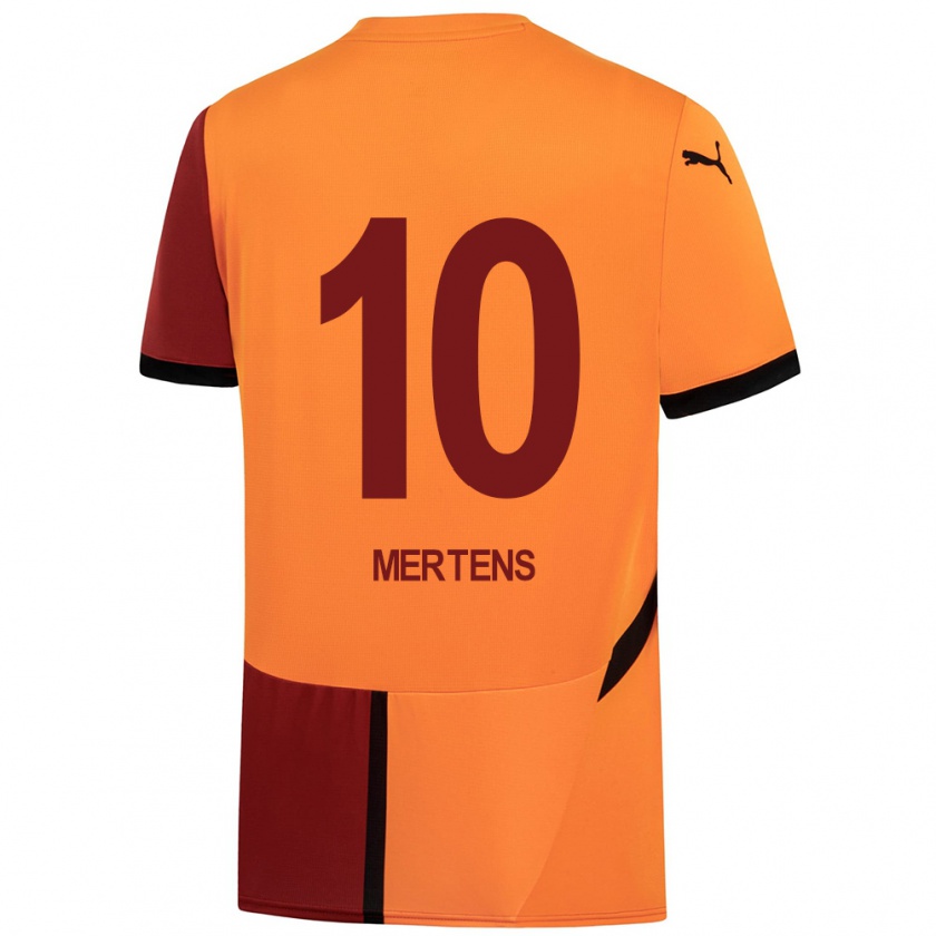 Kandiny Niño Camiseta Dries Mertens #10 Amarillo Rojo 1ª Equipación 2024/25 La Camisa Chile