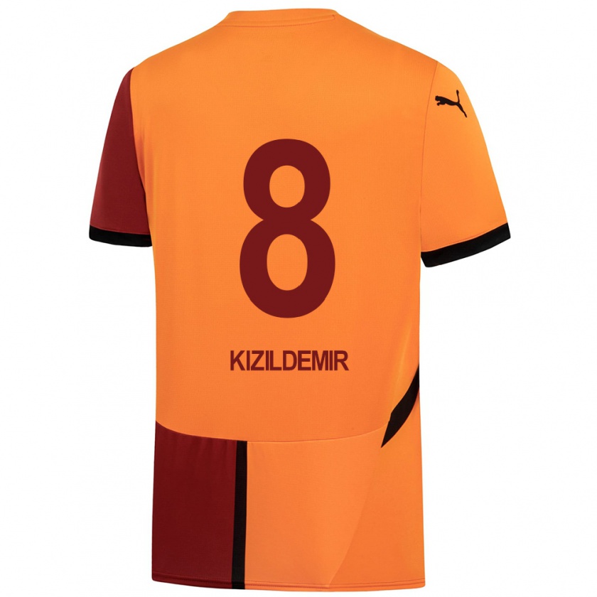 Kandiny Niño Camiseta Berk Kızıldemir #8 Amarillo Rojo 1ª Equipación 2024/25 La Camisa Chile